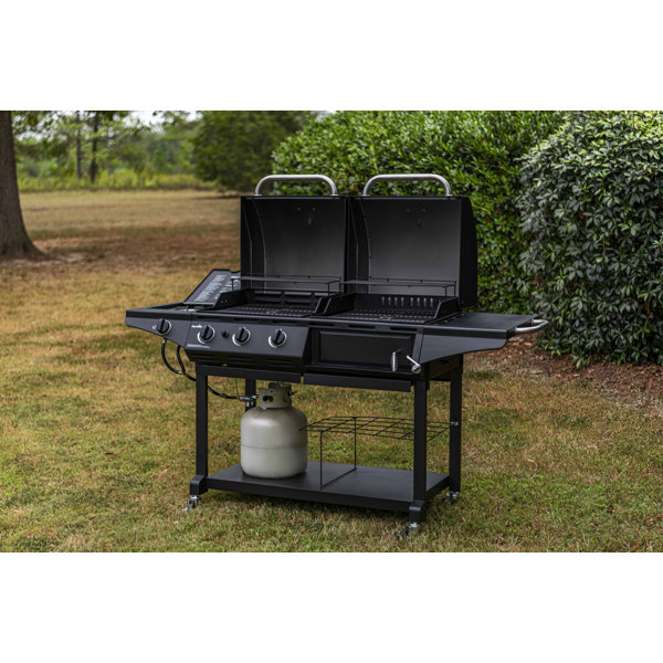 CharBroil CharBroil Deluxe Charcoal & 3Burner Propane Gas Combo Grill with Side Burner
